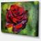 Designart - Red Rose on Green - Floral Canvas Art Print
